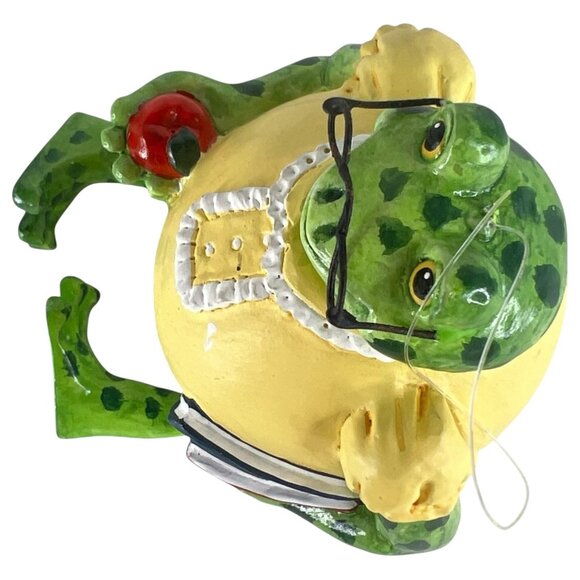 Frog Teacher Christmas Ornament With Apple & Book Dangling Legs Novelty Gallerie - Picture 5 of 8
